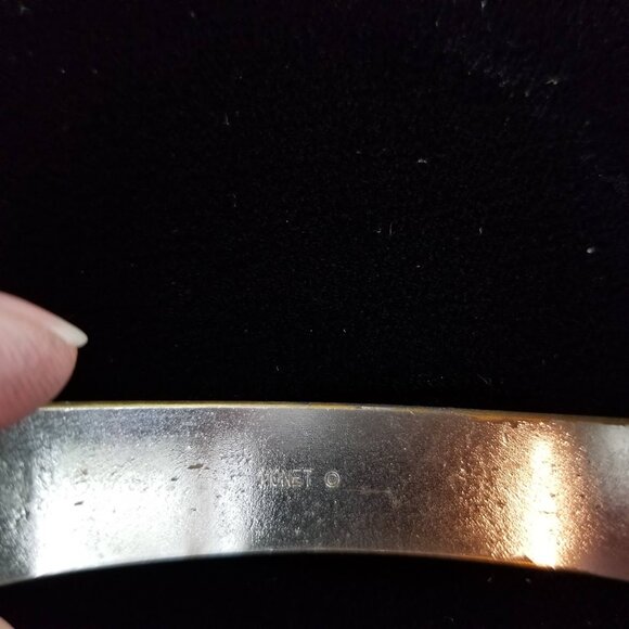 Vintage Monet Silver Tone Bangle Bracelet, Textured Brushed Matte Silver Pattern - Picture 5 of 12